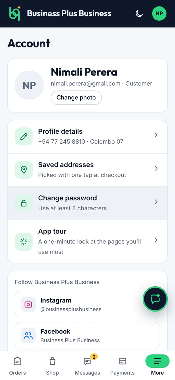Account on a phone