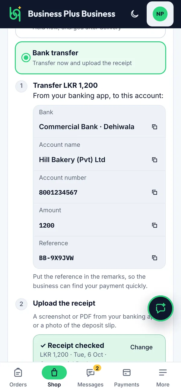 Paying by bank transfer at checkout on a phone