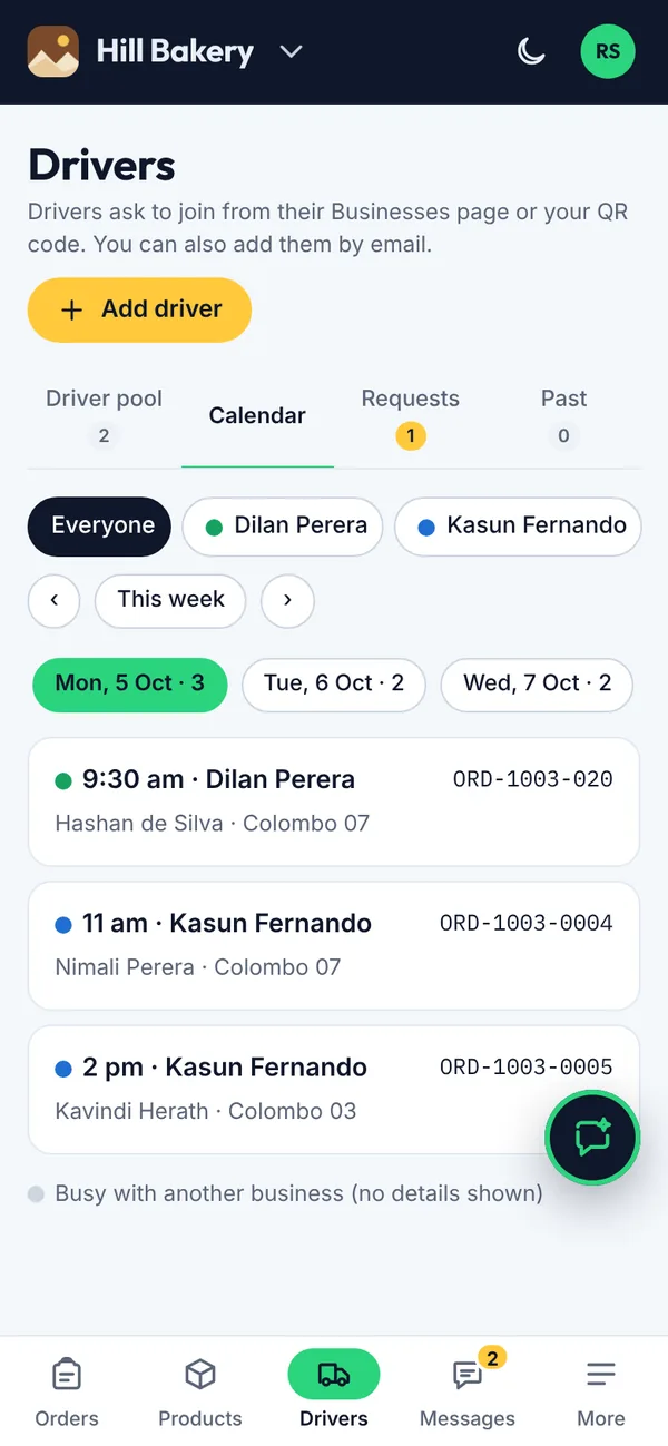 Your drivers' week on a phone